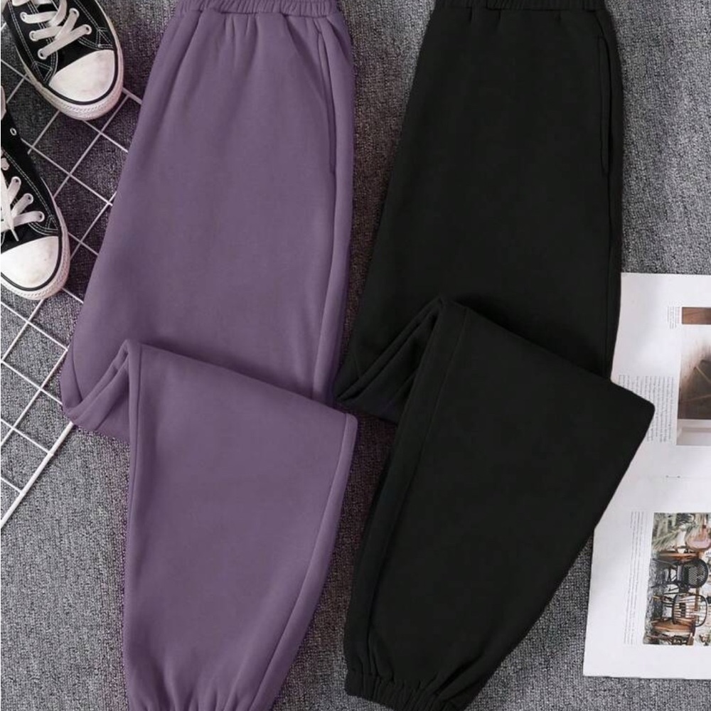 SHEIN Purple and Black Sweatpants with Elastic Waistband